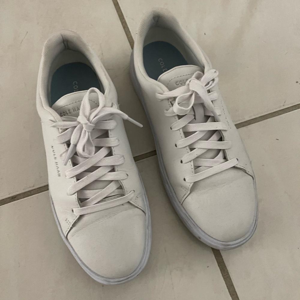Cole haan white sneakers worn 2x too big on me